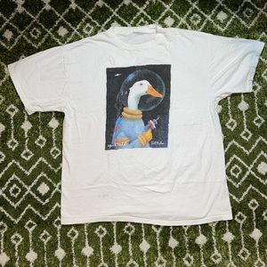Vintage 1997 Astronaut Duck Portrait Shirt L